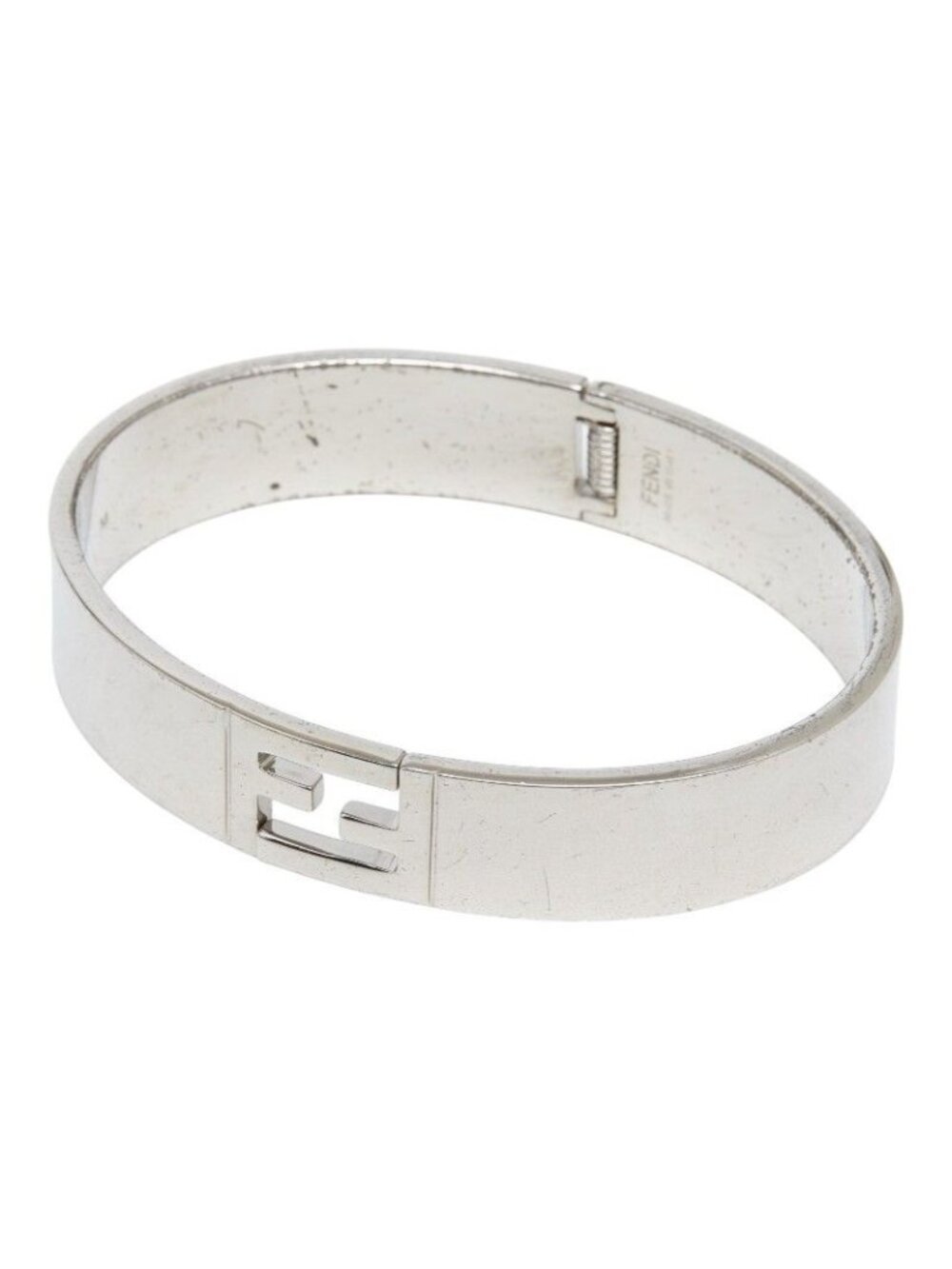 Fendi FF Logo M Silver Metal Bracelet